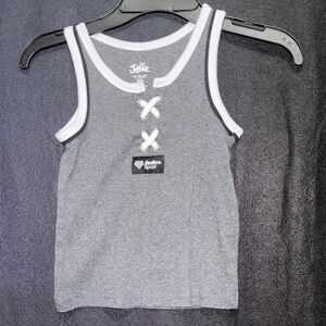 Justice Gray Tank Top with White Trim